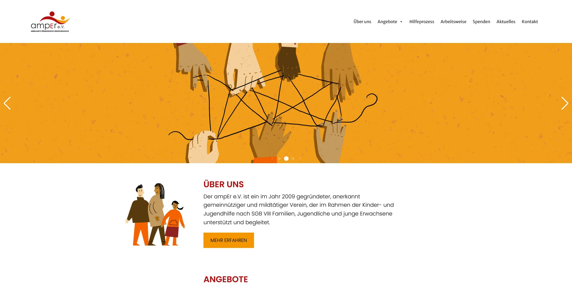 Ampererziehungshelfen Webseite Screenshot