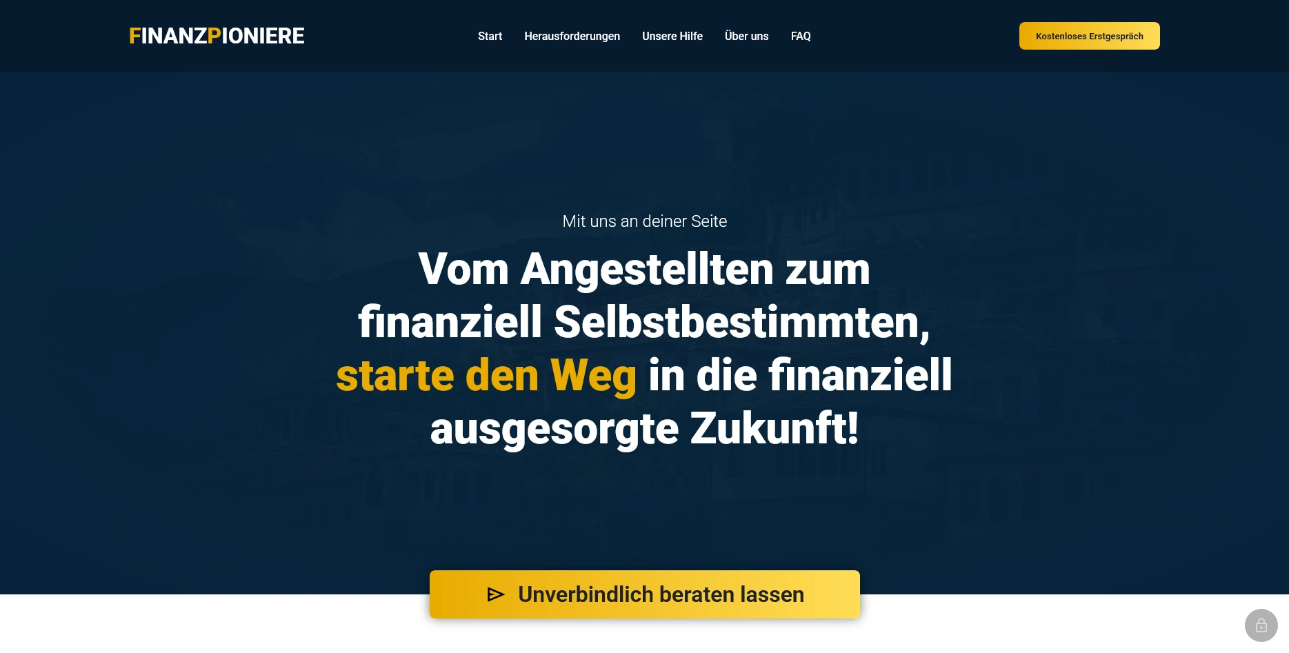 Finanzpioniere Webseite Screenshot
